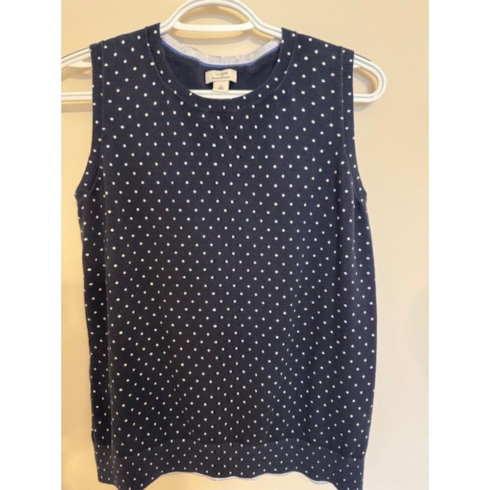 L L Bean navy polka dot tank - size Large